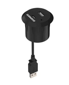 TOMADA 1 USB E 1 USB-C DE EMBUTIR PARA MÓVEIS PRETO