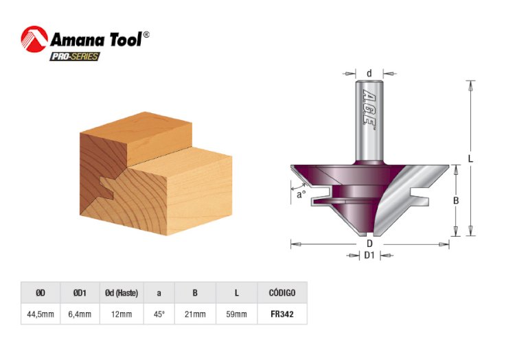 FRESA LOCK MITER COLAGEM 45º 44,5 MM H.12
