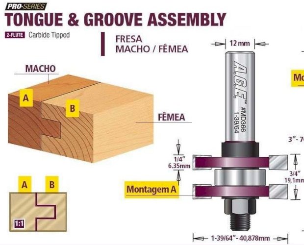 FRESA ENCAIXE MACHO E FEMEA H.1/2"