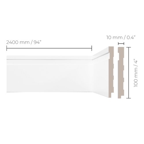 RODAPÉ BRANCO FRISADO 2400 X 10 X 100 MM